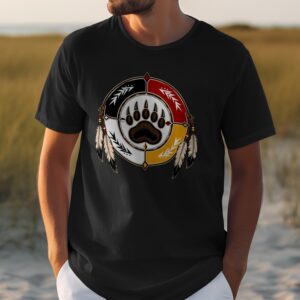 Native American Bear Paw Print Medicine Wheel T-Shirt