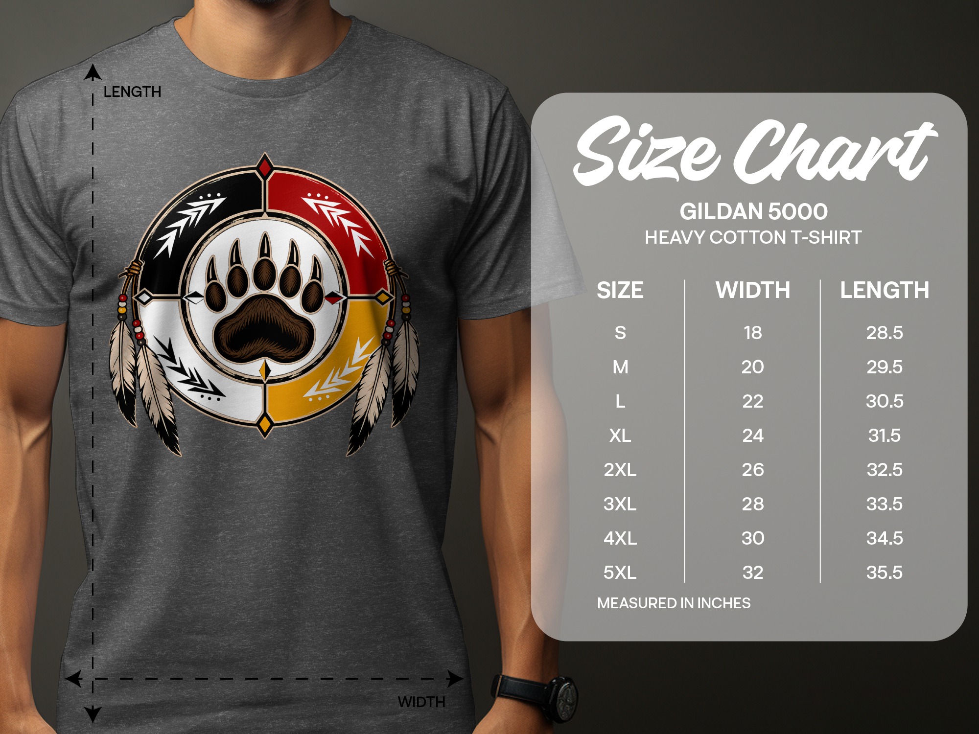 Native American Bear Paw Print Medicine Wheel T-Shirt - Image 8